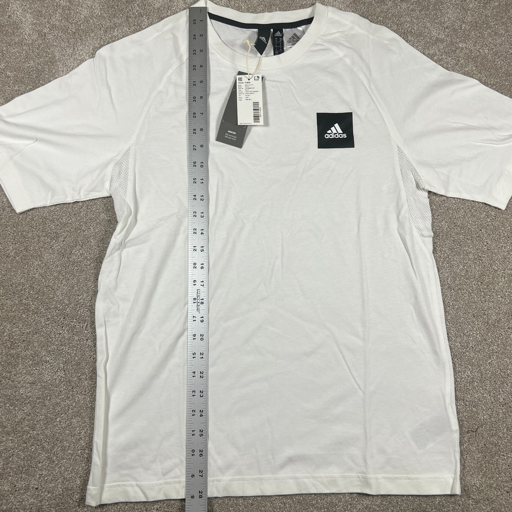 Adidas Mens Medium White Crew Neck Raglan Sleeve Sport Performance Tee NWT - Picture 8 of 9